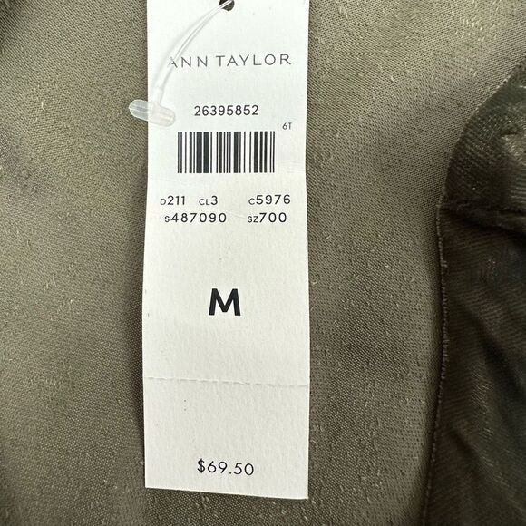 Ann Taylor Women's Size M Oversized Short Bell Sleeve Top Olive Green Solid New‎ - Picture 7 of 11